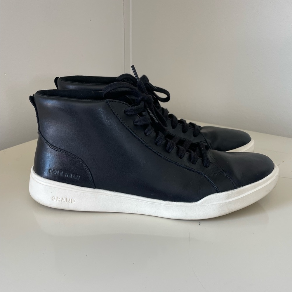 Cole Haan Men's Grand Crosscourt Modern Mid Sneaker Black Leather 10.5